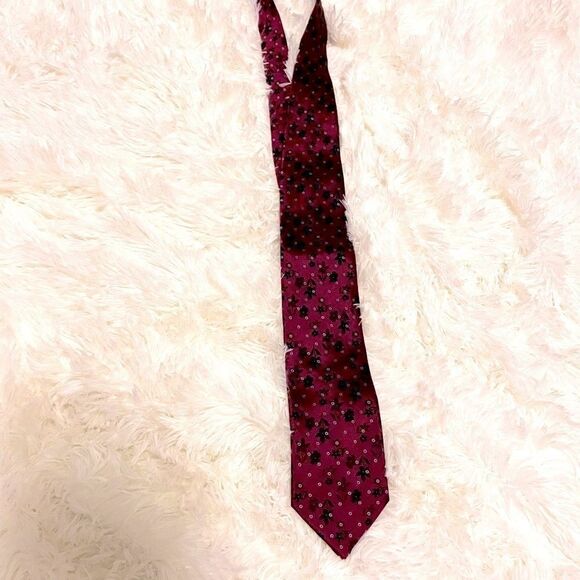 🌷 Ferucci🌷100% Silk Tie Burgundy Red - Picture 5 of 6